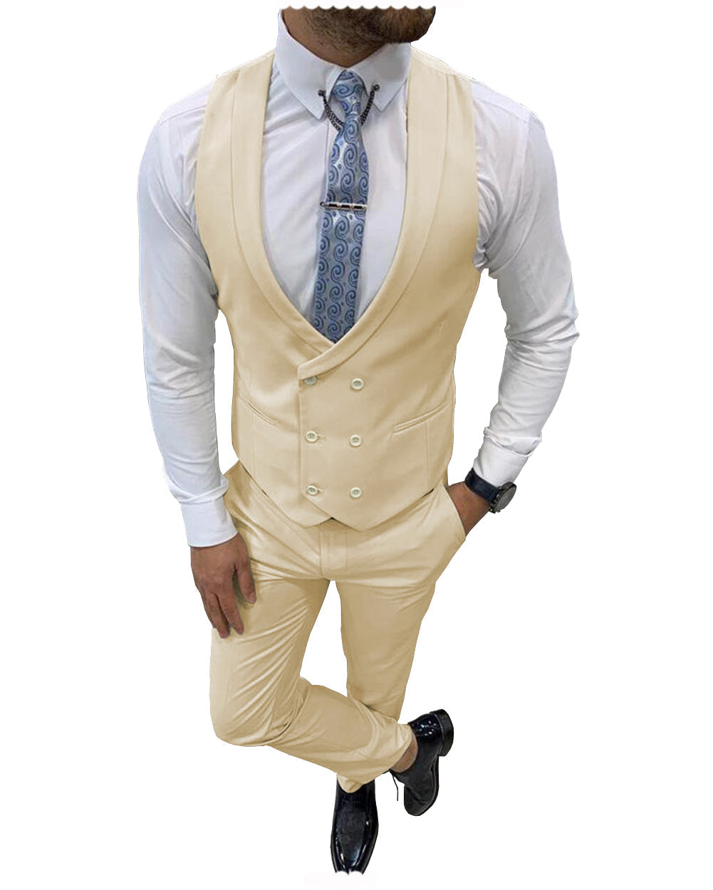 Double Breasted Formal 2 pieces Mens Suit For Wedding (Vest+Pants) mens event wear