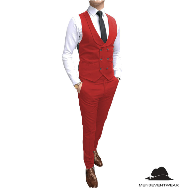 Double Breasted Formal 2 pieces Mens Suit For Wedding (Vest+Pants) mens event wear