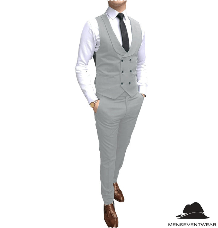 Double Breasted Formal 2 pieces Mens Suit For Wedding (Vest+Pants) mens event wear