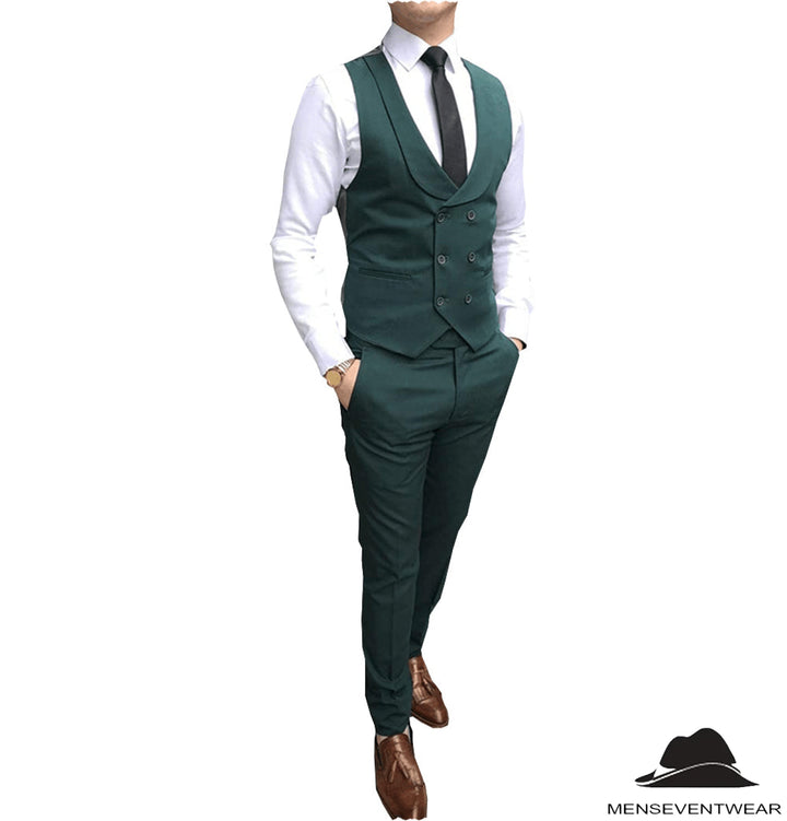 Double Breasted Formal 2 pieces Mens Suit For Wedding (Vest+Pants) mens event wear