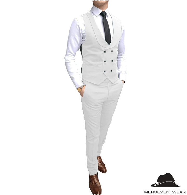 Double Breasted Formal 2 pieces Mens Suit For Wedding (Vest+Pants) mens event wear