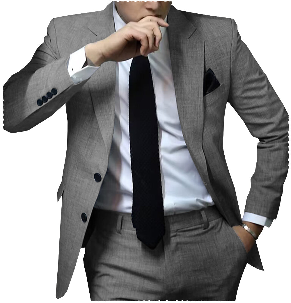 Fashion 2 Pieces Mens Suit Flat Notch Lapel Tuxedos For Wedding (Blazer+Pants) mens event wear