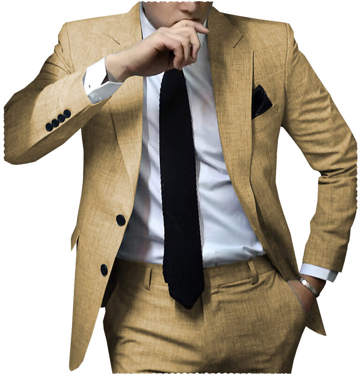 Fashion 2 Pieces Mens Suit Flat Notch Lapel Tuxedos For Wedding (Blazer+Pants) mens event wear