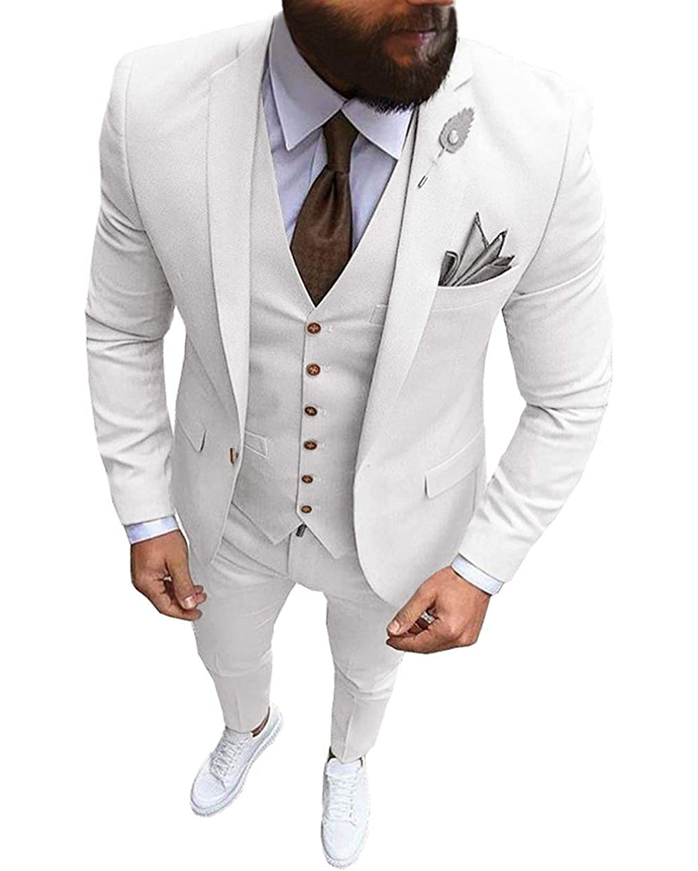 Fashion 3 Pieces Mens Suit Flat Notch Lapel Tuxedos (Blazer+vest+Pants) mens event wear