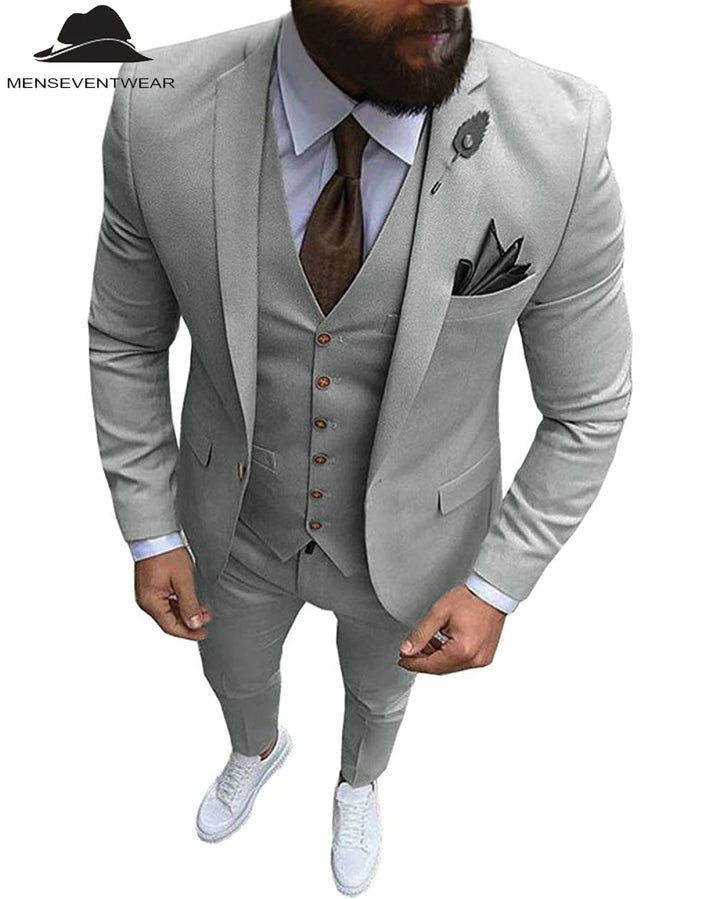 Fashion 3 Pieces Mens Suit Flat Notch Lapel Tuxedos (Blazer+vest+Pants) mens event wear
