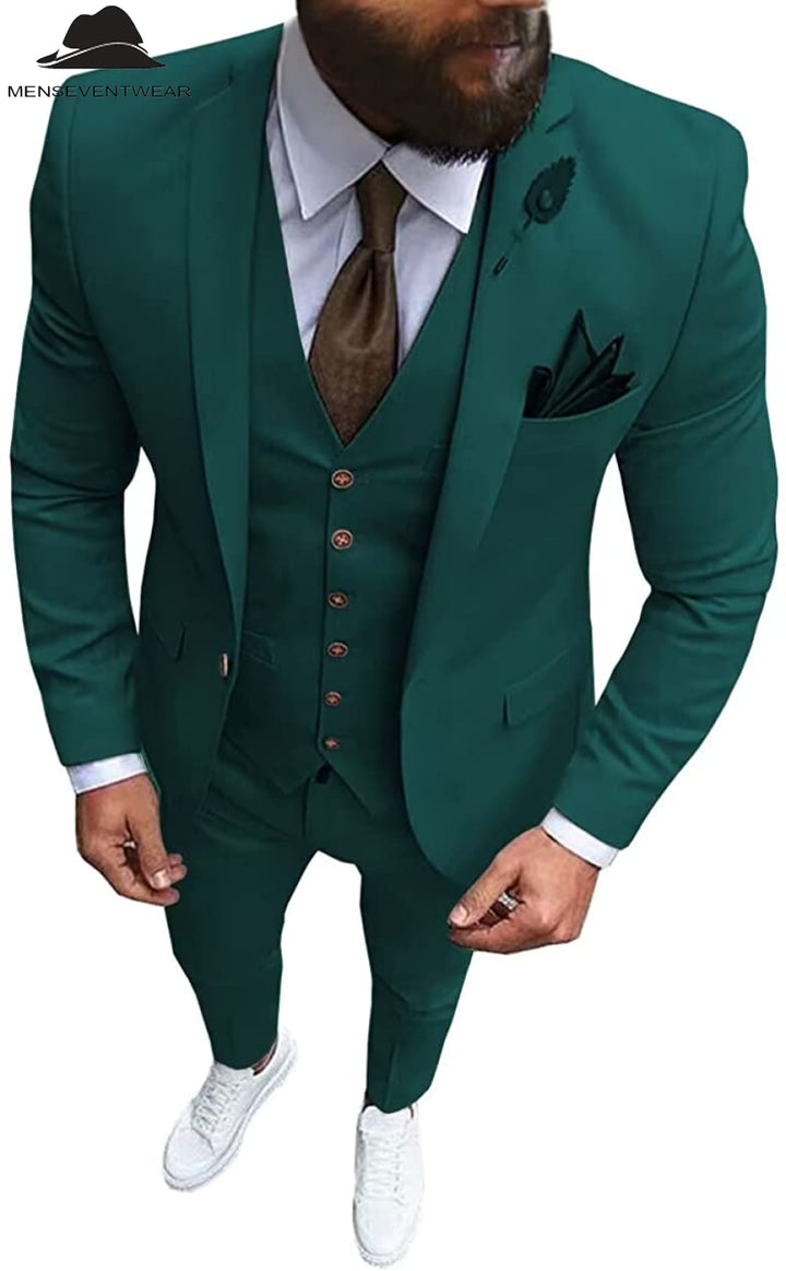 Fashion 3 Pieces Mens Suit Flat Notch Lapel Tuxedos (Blazer+vest+Pants) mens event wear