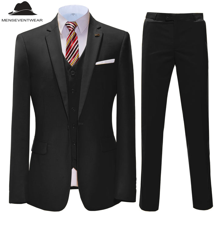 Fashion 3 Pieces Mens Suit Flat Notch Lapel Tuxedos For Wedding (Blazer+vest+Pants) mens event wear