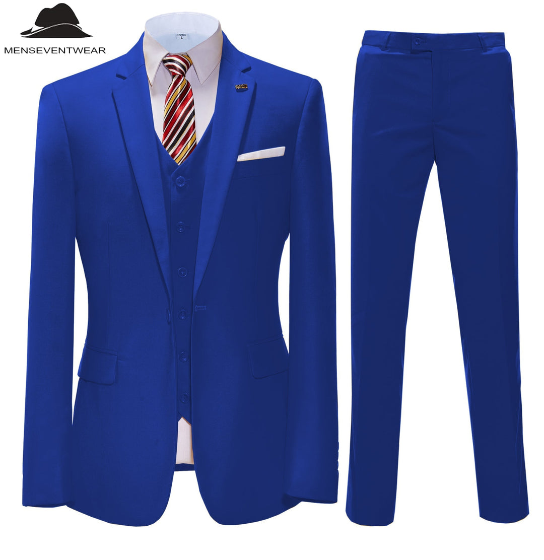 Fashion 3 Pieces Mens Suit Flat Notch Lapel Tuxedos For Wedding (Blazer+vest+Pants) mens event wear