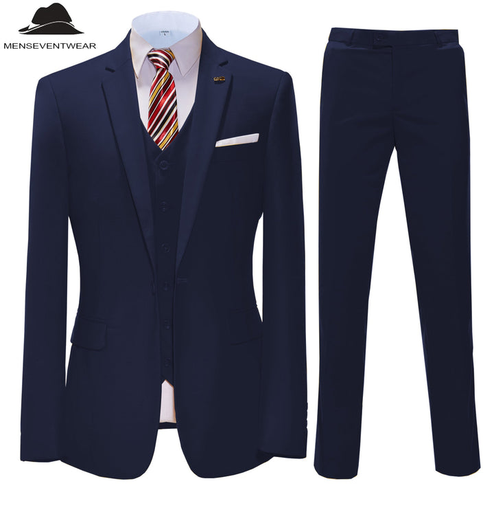 Fashion 3 Pieces Mens Suit Flat Notch Lapel Tuxedos For Wedding (Blazer+vest+Pants) mens event wear