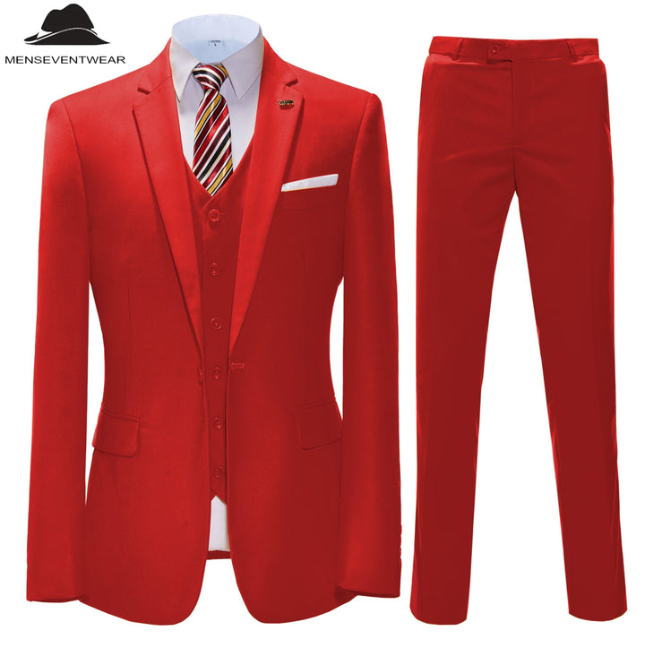 Fashion 3 Pieces Mens Suit Flat Notch Lapel Tuxedos For Wedding (Blazer+vest+Pants) mens event wear