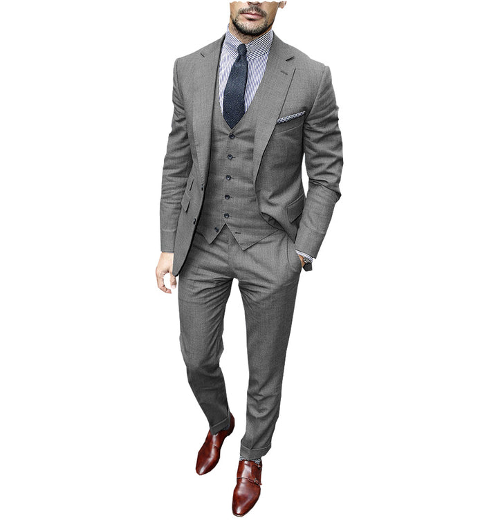 Fashion 3 Pieces Mens Suit Flat Notch Lapel Tuxedos For Wedding (Blazer+vest+Pants) mens event wear