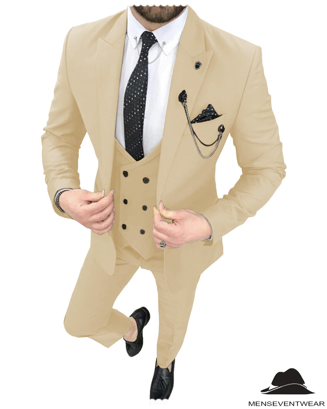 Fashion 3 Pieces Mens Suit Peak Lapel Tuxedos For Wedding (Blazer+vest+Pants) mens event wear