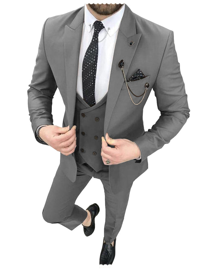 Fashion 3 Pieces Mens Suit Peak Lapel Tuxedos For Wedding (Blazer+vest+Pants) mens event wear