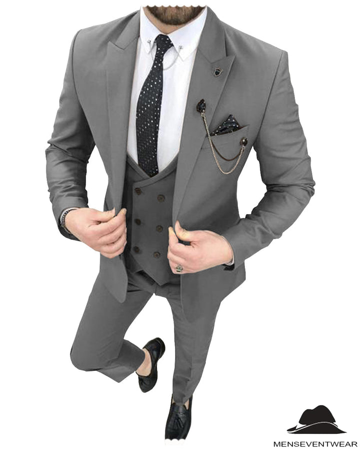 Fashion 3 Pieces Mens Suit Peak Lapel Tuxedos For Wedding (Blazer+vest+Pants) mens event wear