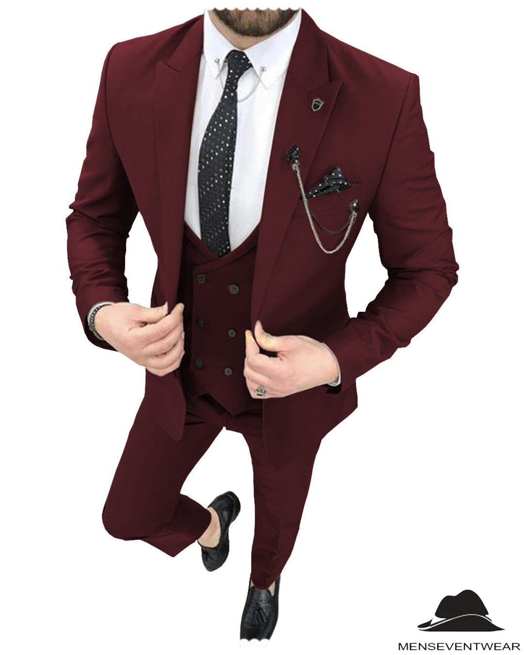 Fashion 3 Pieces Mens Suit Peak Lapel Tuxedos For Wedding (Blazer+vest+Pants) mens event wear