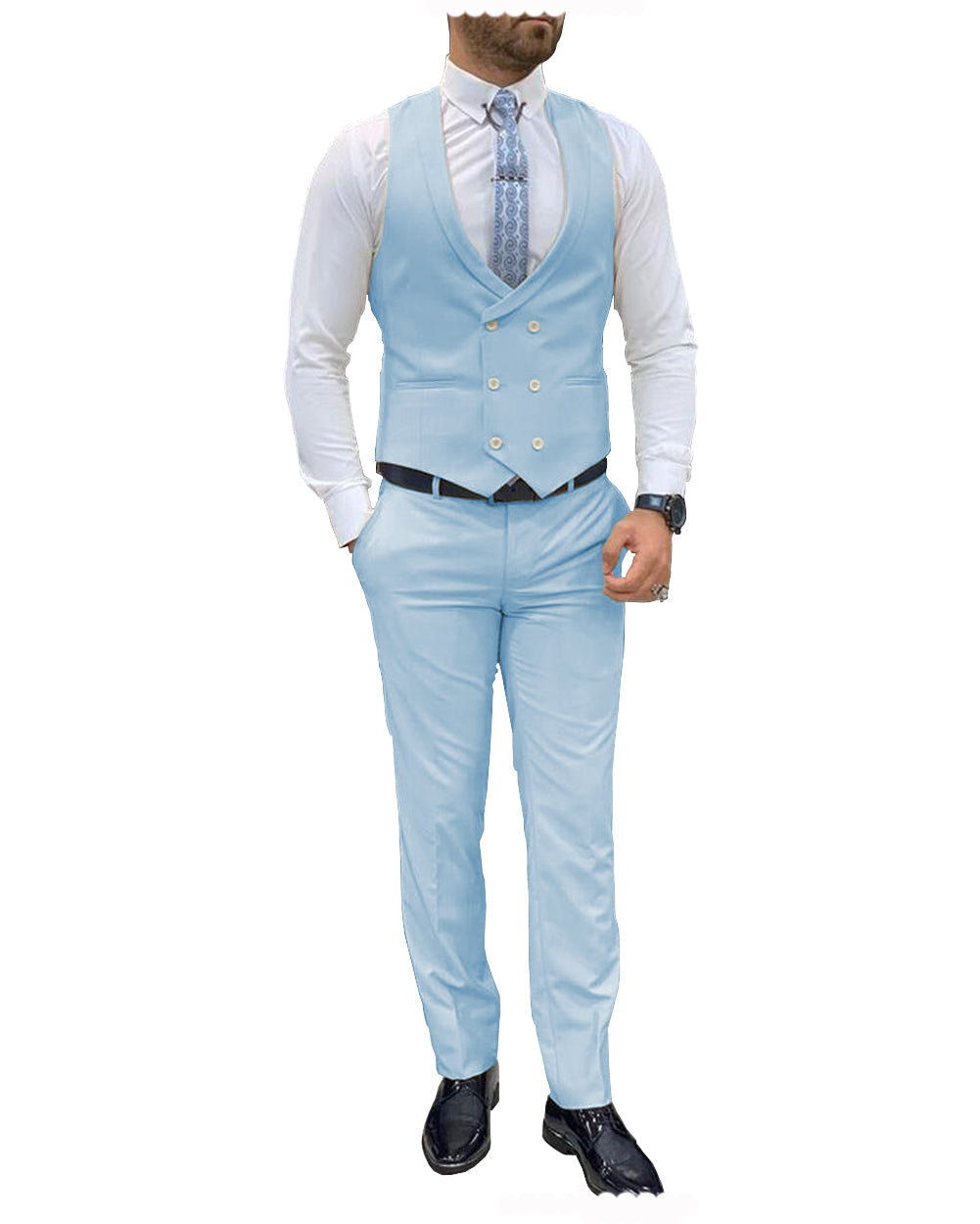 Fashion Double Breasted 2 pieces Mens Suit For Wedding (Vest+Pants) mens event wear