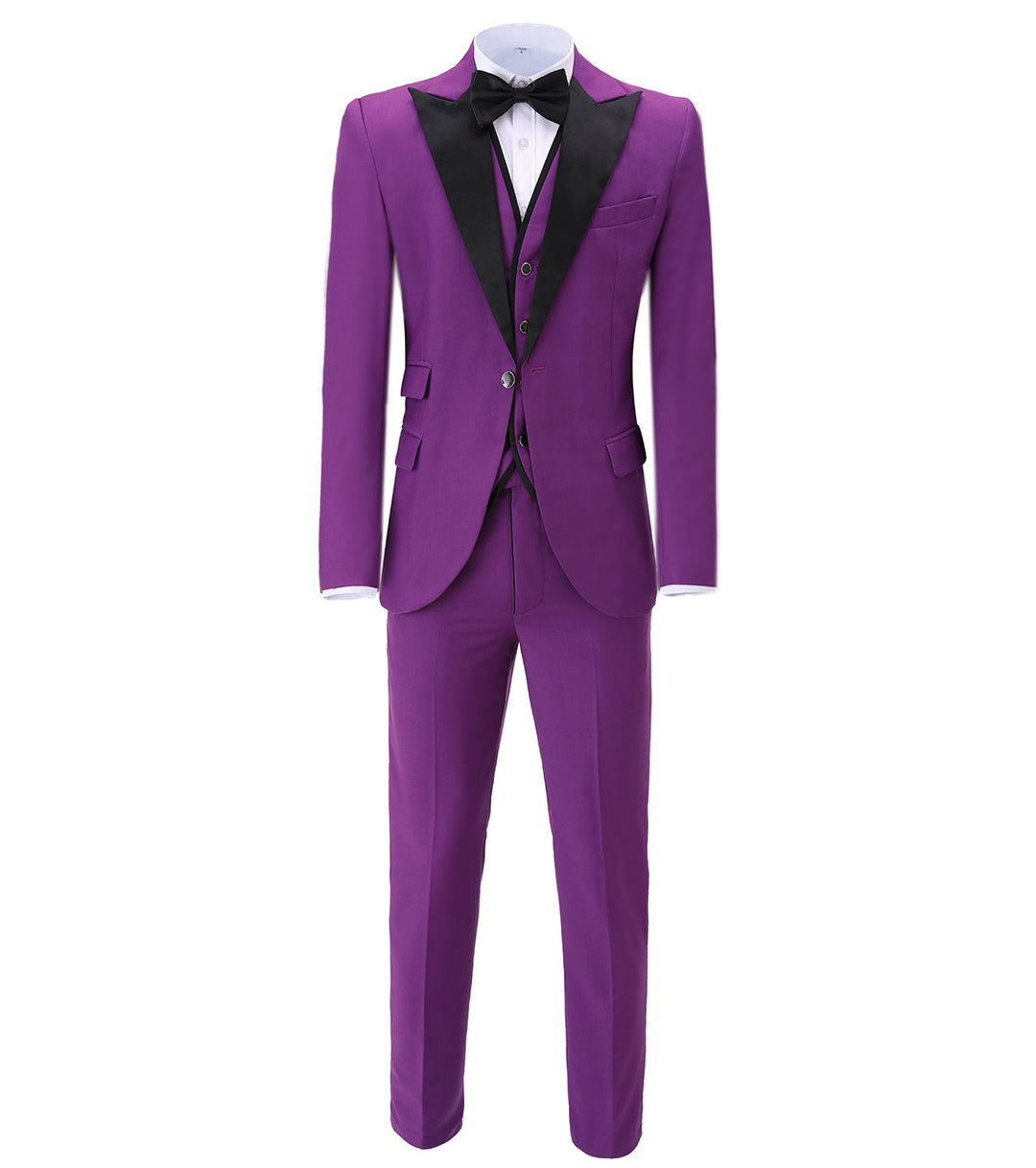 Fashion Men's 3 Pieces Flat Peak Lapel Tuxedos For Wedding (Blazer+vest+Pants) mens event wear