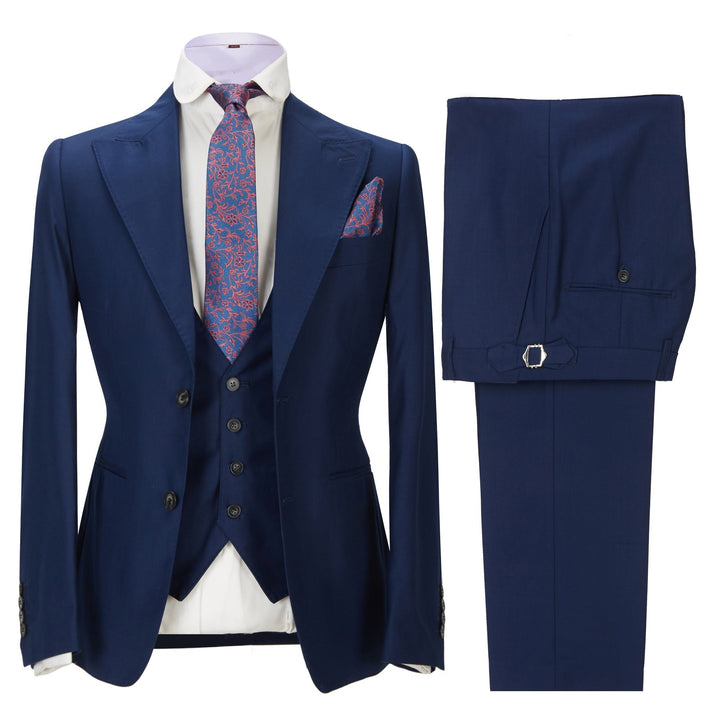 Fashion Men's 3 Pieces Mens Suit Peak Lapel Solid Tuxedos (Blazer+vest+Pants) mens event wear