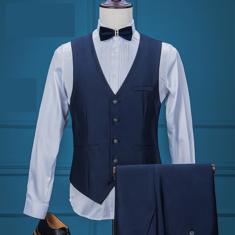 Fashion Men's 3 Pieces Mens Suit Shawl Lapel Flat Tuxedos (Blazer+vest+Pants) mens event wear