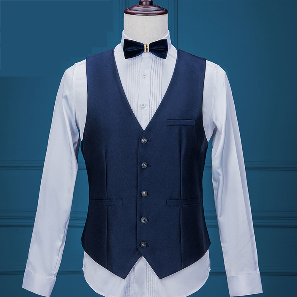 Fashion Men's 3 Pieces Mens Suit Shawl Lapel Flat Tuxedos (Blazer+vest+Pants) mens event wear