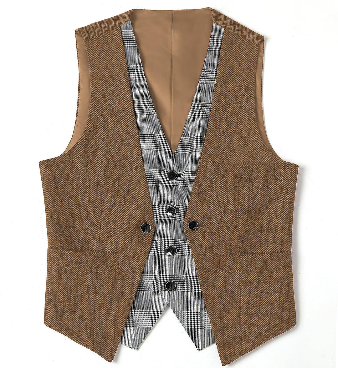 Fashion Men's Suit Vest Herringbone V-Neck Waistcoat mens event wear