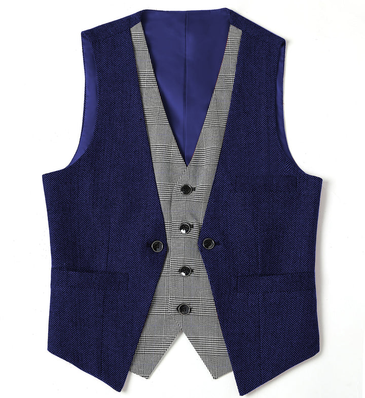 Fashion Men's Suit Vest Herringbone V-Neck Waistcoat mens event wear