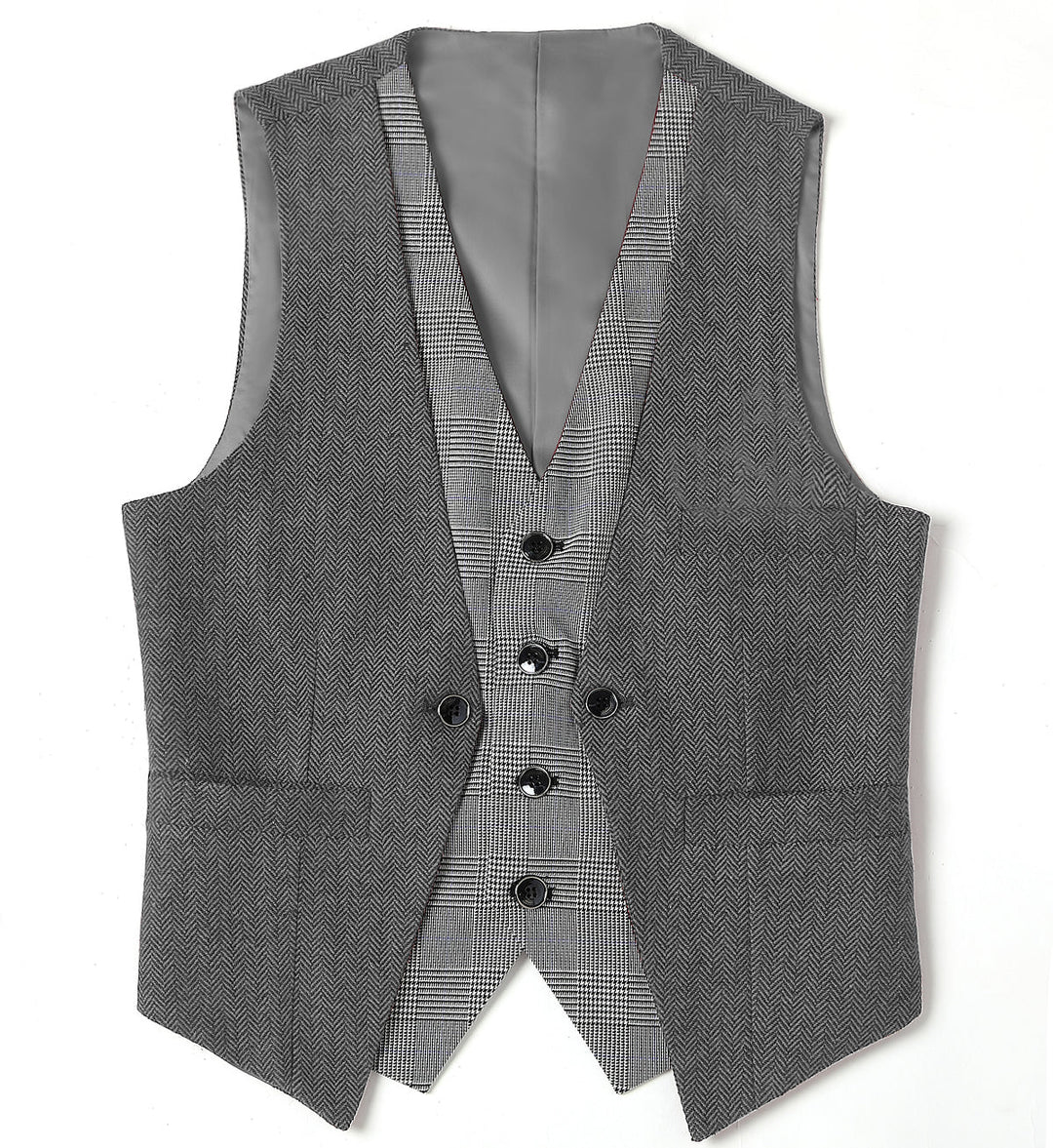 Fashion Men's Suit Vest Herringbone V-Neck Waistcoat mens event wear