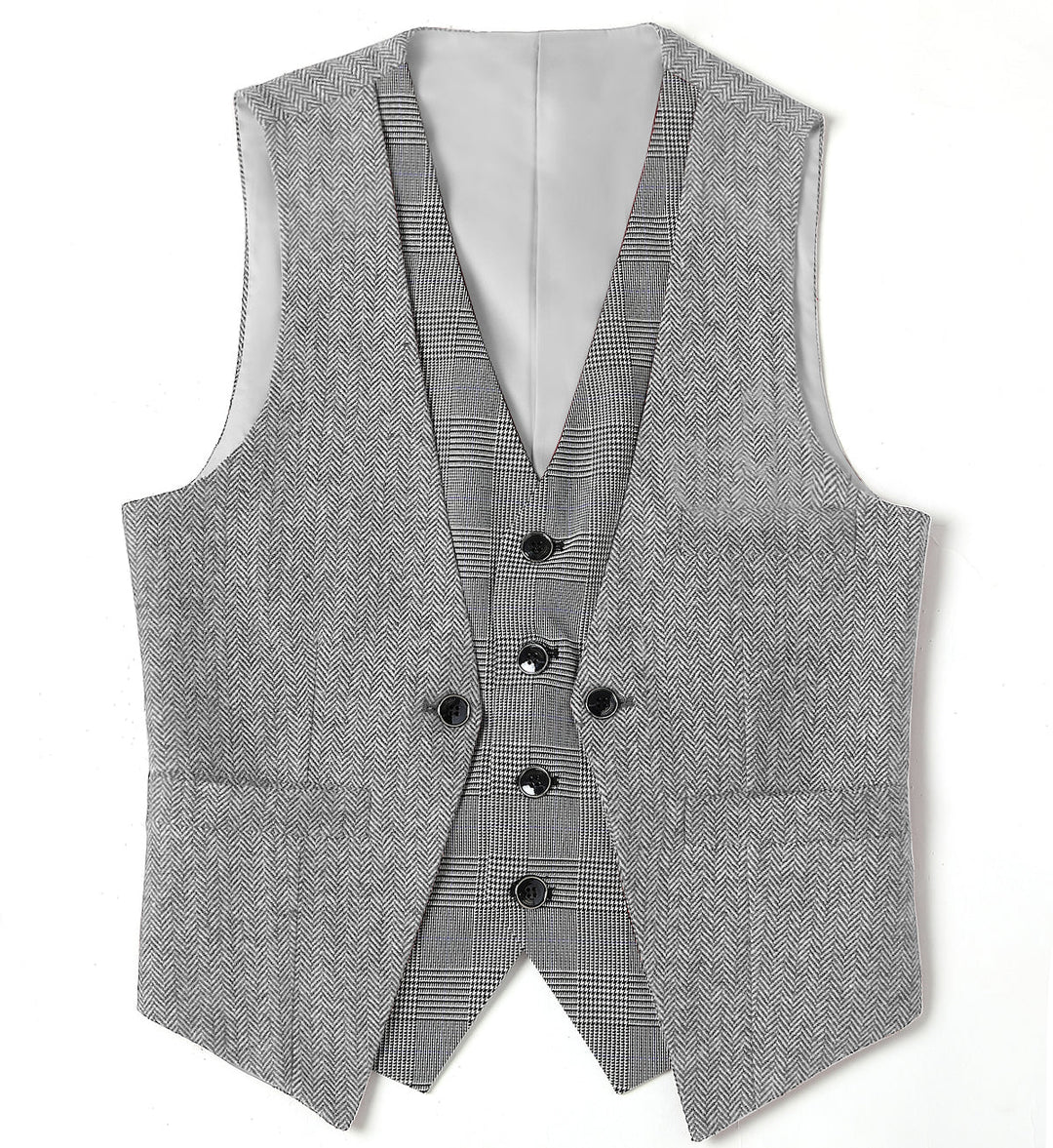 Fashion Men's Suit Vest Herringbone V-Neck Waistcoat mens event wear