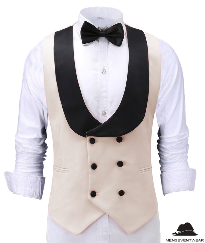 Fashion Men's Suit Vest Regular Fit Shawl Lapel Waistcoat For Wedding mens event wear