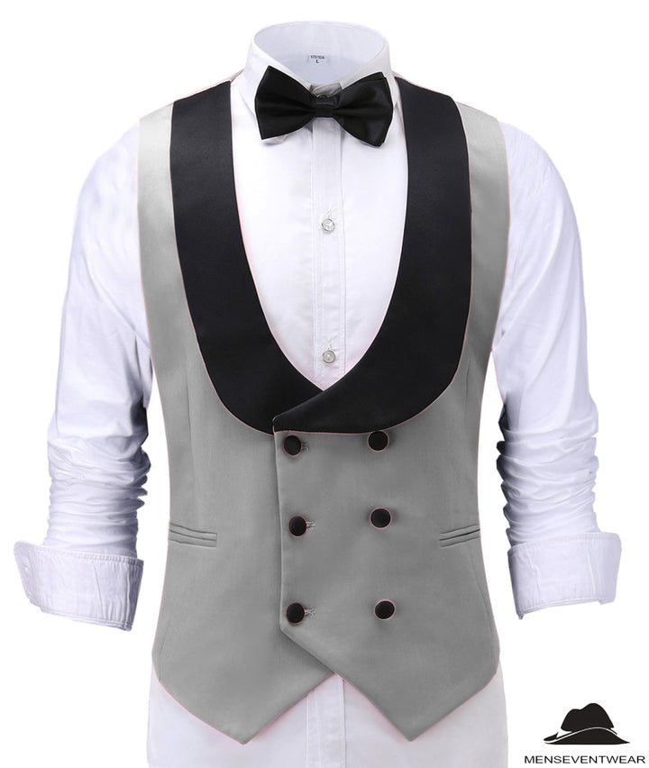 Fashion Men's Suit Vest Regular Fit Shawl Lapel Waistcoat For Wedding mens event wear