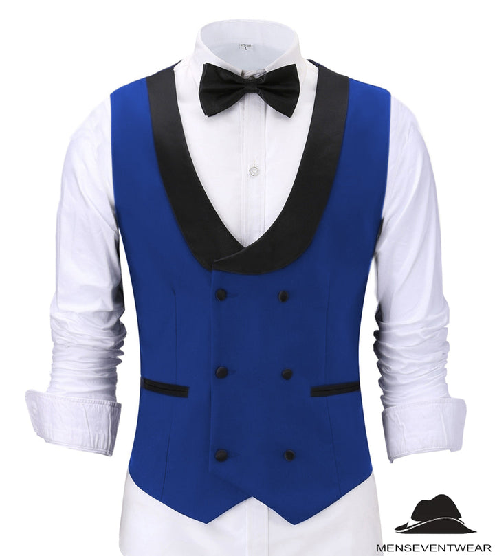 Fashion Men's Suit Vest Regular Fit Shawl Lapel Waistcoat Groomsmen mens event wear