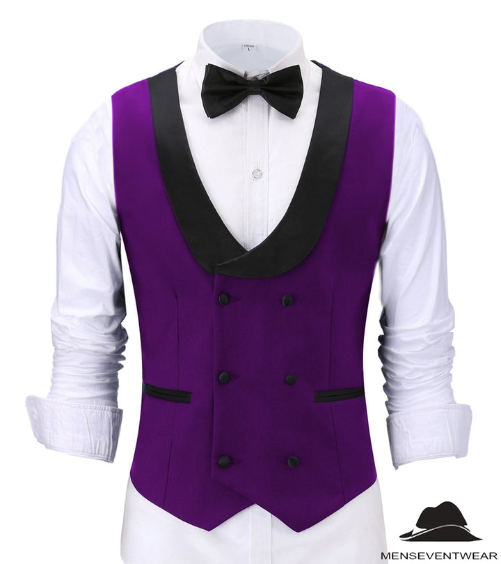 Fashion Men's Suit Vest Regular Fit Shawl Lapel Waistcoat Groomsmen mens event wear