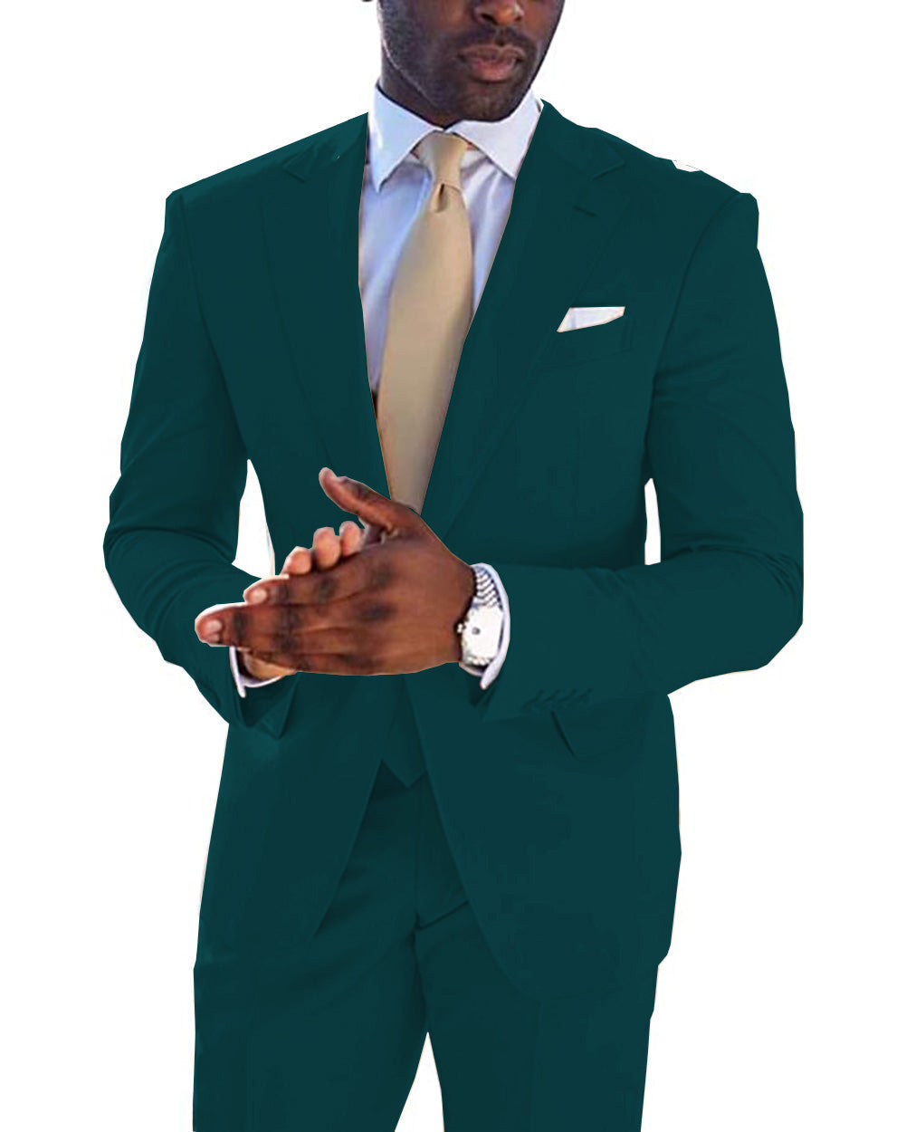 Formal 2 Piece Men's Suit Solid Color Notched Lapel Groomsmen (Blazer + Pants) mens event wear
