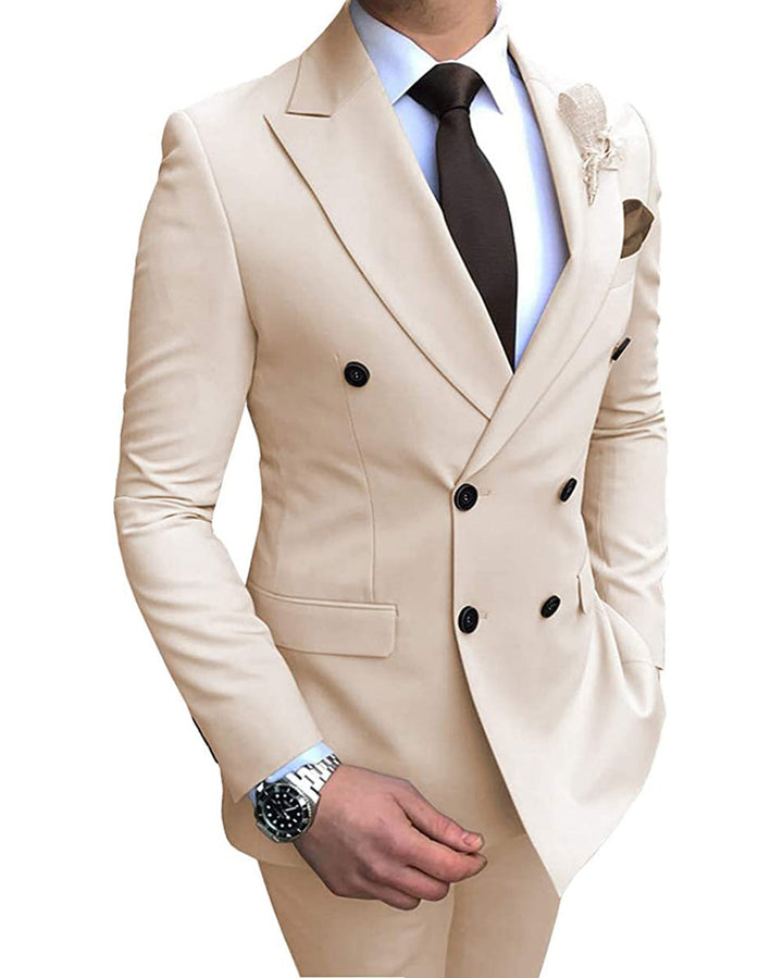 Formal 2 Pieces Mens Suit Flat Peak Lapel Tuxedos For Wedding (Blazer+Pants) mens event wear