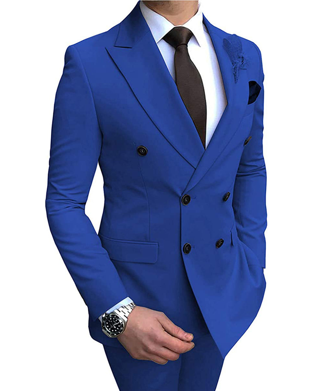 Formal 2 Pieces Mens Suit Flat Peak Lapel Tuxedos For Wedding (Blazer+ ...