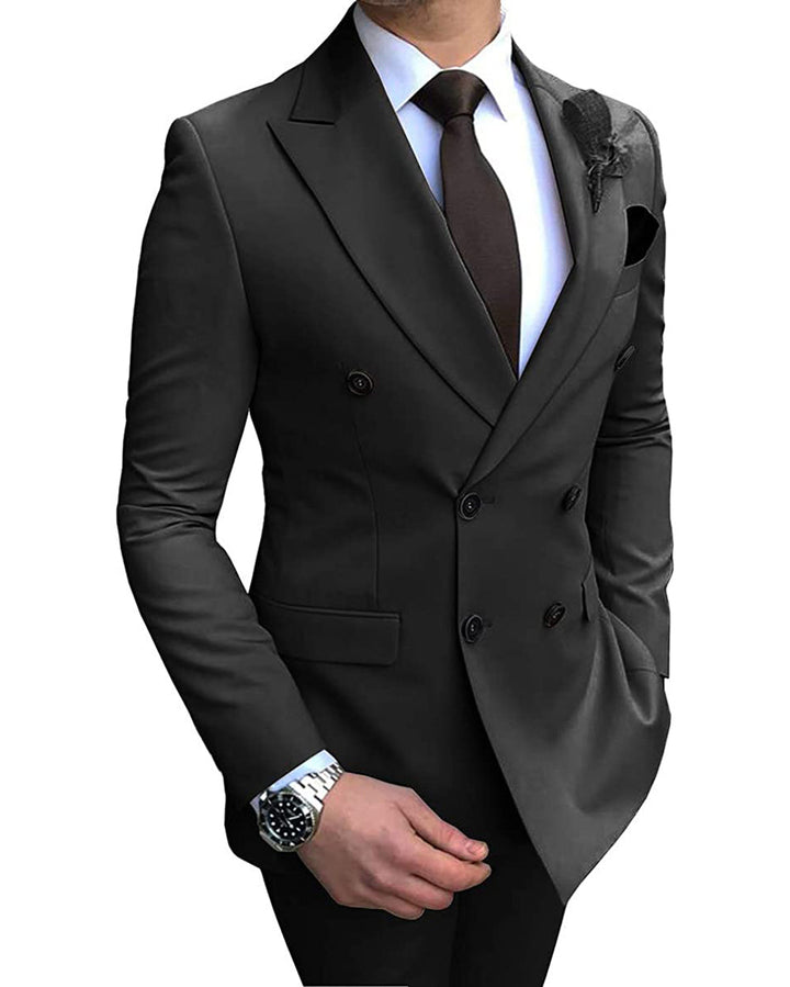 Formal 2 Pieces Mens Suit Flat Peak Lapel Tuxedos For Wedding (Blazer+Pants) mens event wear