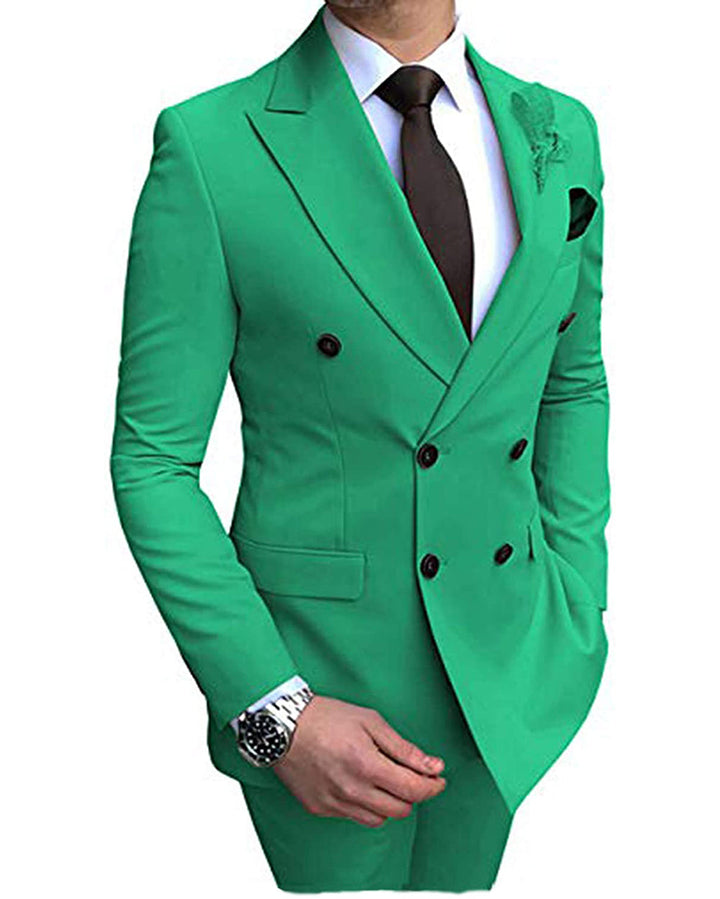 Formal 2 Pieces Mens Suit Flat Peak Lapel Tuxedos For Wedding (Blazer+Pants) mens event wear