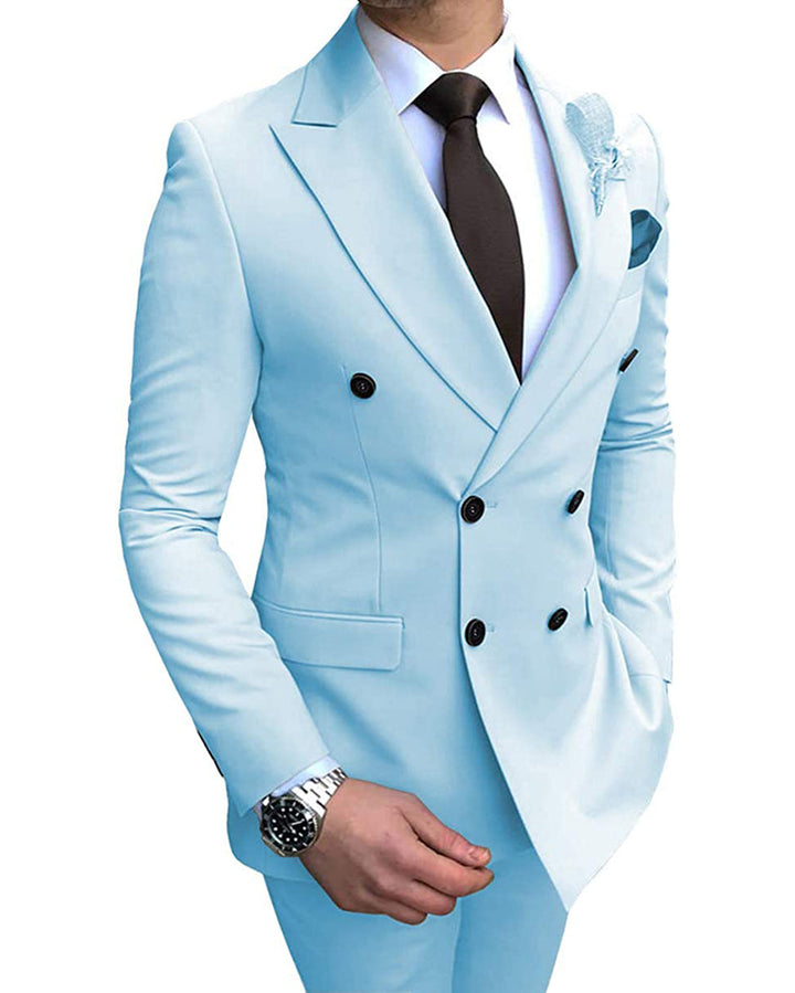 Formal 2 Pieces Mens Suit Flat Peak Lapel Tuxedos For Wedding (Blazer+Pants) mens event wear