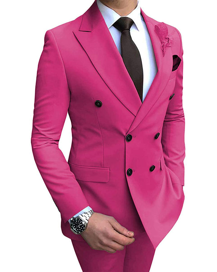 Formal 2 Pieces Mens Suit Flat Peak Lapel Tuxedos For Wedding (Blazer+Pants) mens event wear