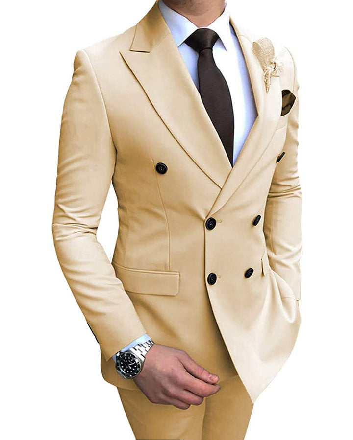 Formal 2 Pieces Mens Suit Flat Peak Lapel Tuxedos For Wedding (Blazer+Pants) mens event wear