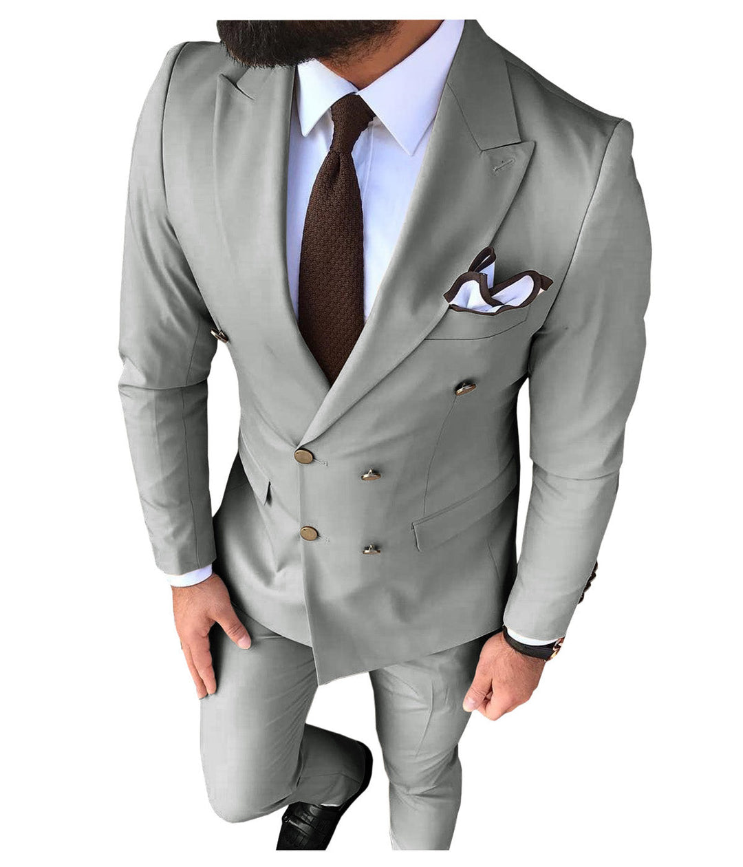 Formal 2 Pieces Mens Suit Flat Peak Lapel Tuxedos For Wedding (Blazer+Pants) mens event wear