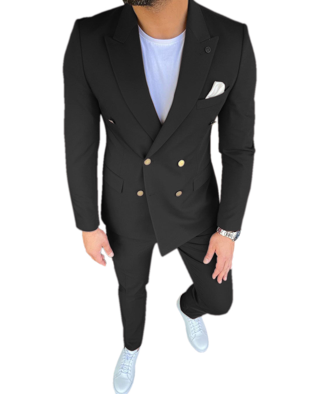 Formal 3 Pieces Mens Suit Slim Fit Flat Peak Lapel Tuxedos (Blazer+Pants) mens event wear