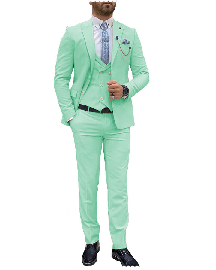 Formal Flat Peak Lapel 3 Pieces Mens Suit For Wedding (Blazer+vest+Pants) mens event wear