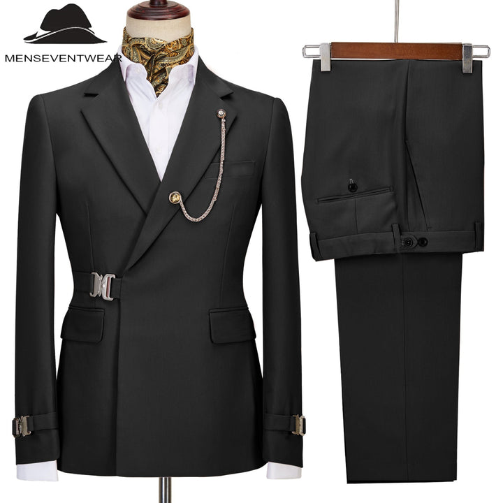 Formal Men's 2 Piece Men's Suit Regular Fit Notched Lapel Tuxedo (Blazer + Pants) mens event wear