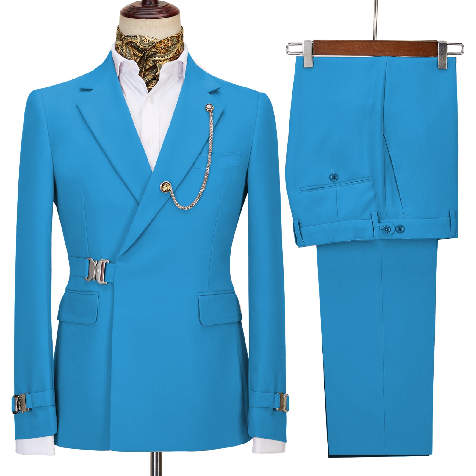 Formal Men's 2 Piece Men's Suit Regular Fit Notched Lapel Tuxedo (Blaz ...