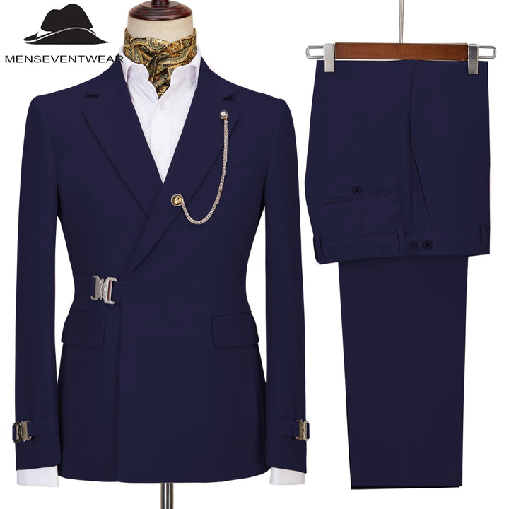 Formal Men's 2 Piece Men's Suit Regular Fit Notched Lapel Tuxedo (Blazer + Pants) mens event wear