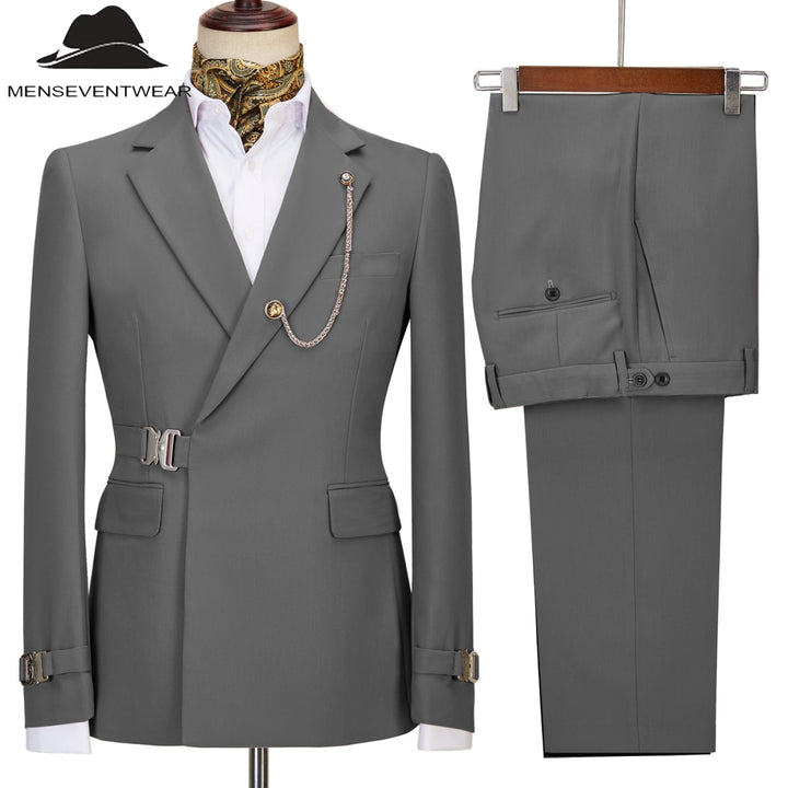 Formal Men's 2 Piece Men's Suit Regular Fit Notched Lapel Tuxedo (Blazer + Pants) mens event wear