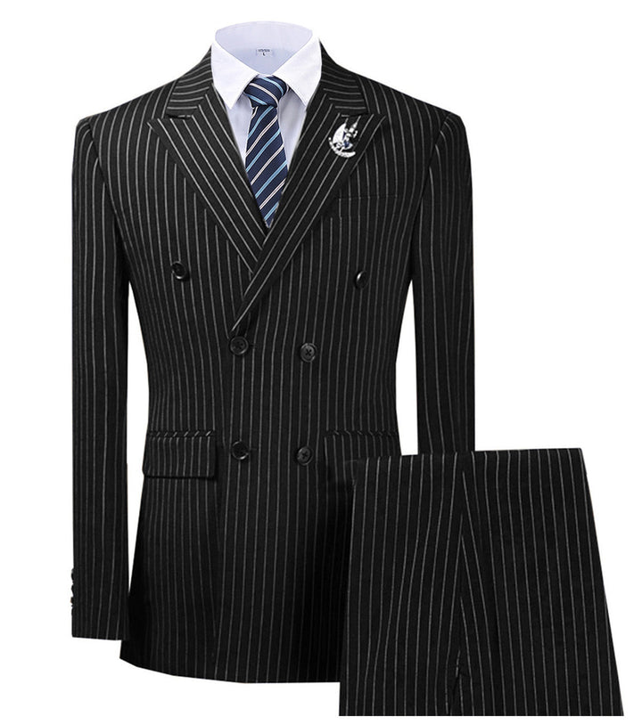 Formal Men's 2 Pieces Mens Suit Peak Lapel Striped Tuxedos (Blazer+Pants) mens event wear