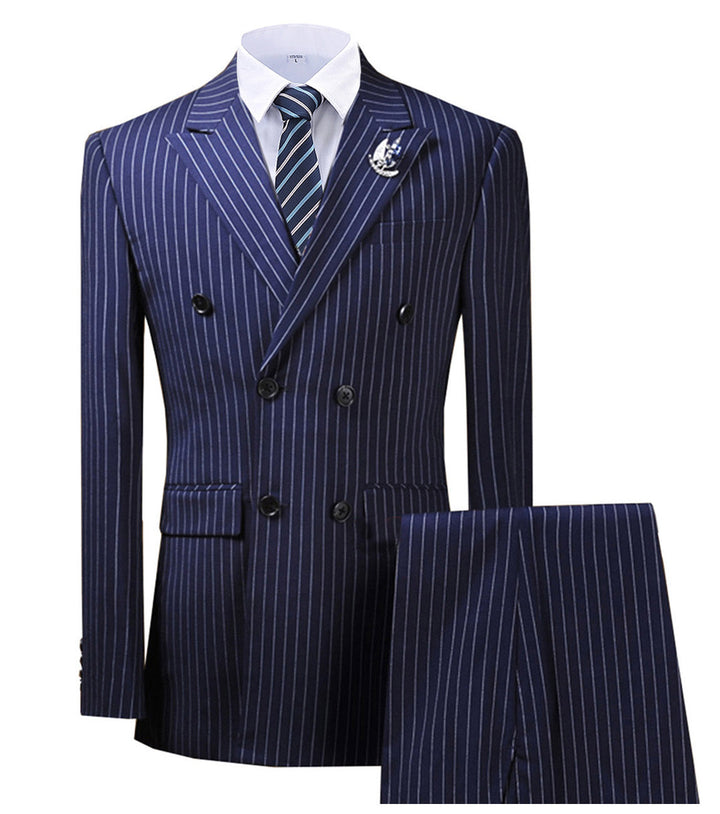 Formal Men's 2 Pieces Mens Suit Peak Lapel Striped Tuxedos (Blazer+Pants) mens event wear