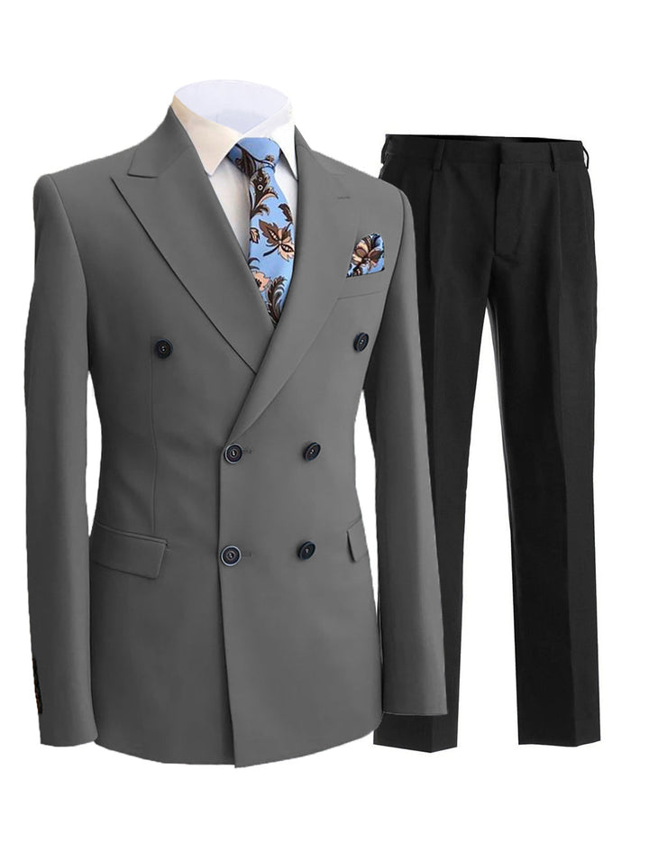 Formal Men's 2 Pieces Solid Slim Fit Peak Lapel Mens Suit (Blazer+Pants) mens event wear